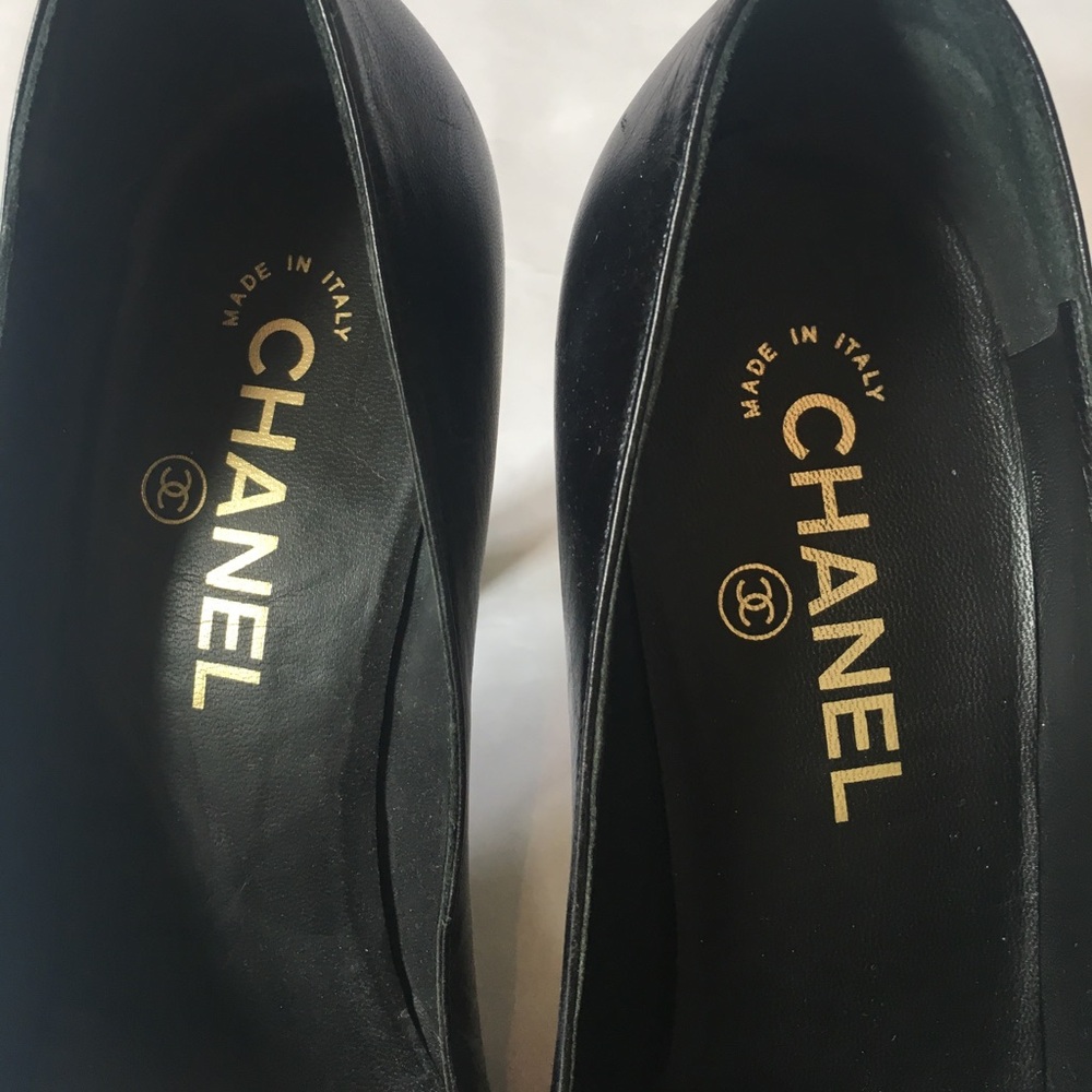 Chanel Black Peep Toe Heels - Picture 2 of 7